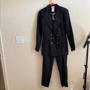 Black Tailored Suit with Structured Shoulders